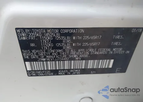 2018 Toyota Rav4 Xle from USA, damaged, VIN JTMWFREV1JJ734482